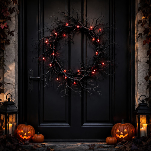 Couronne halloween lumineuse - couronne,