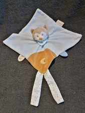 Doudou plat raton laveur bleu