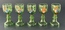 5 anciens verres du Rhin décor émaillé blasons et muguet / Roemer
