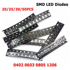 20/25/30/50 Pcs SMD/SMT 0402 0603 0805 1206 LED Diodes White Red Blue Light Bulb