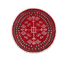 Pakistan Tapis Ronde Buchara 60x60 Fait Main Rond Rouge À Motifs