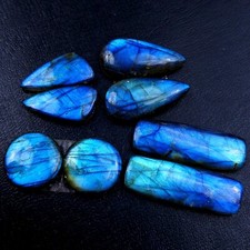 4Pair 134 Ct Natural Labradorite Gemstone Smooth Pair Lot 35x12 17x17mm #R-13150