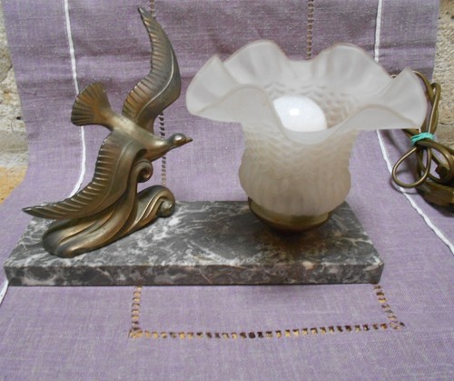 Ancienne lampe socle marbre - ancienne,