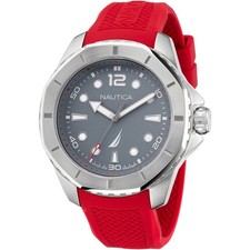 Montre Homme NAUTICA KOH MAY BAY NAPKMF202 Silicone Rouge Gris Sub 100mt