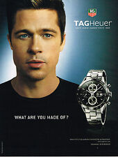 PUBLICITE ADVERTISING 124  2008   TAGHEUER   montre CARRERA TACHYMETRE BRAD PITT