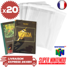20 Protections Sachet Pochette Refermable Notice Jeux Super Nintendo SNES N64