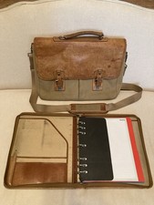 VTG HARTMANN Belting Leather Canvas Messenger Bag Briefcase Planner Cross Pencil