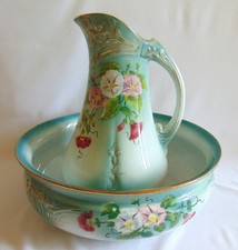 GRAND NECESSAIRE TOILETTE BROC VASQUE FAIENCE ST AMAND LEBACQZ ET BOUCHARD 1900