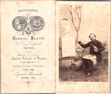 Gabriel Blaise, Tours, Drinking Man Wine Bottle by Hand and Barrel