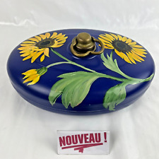 ➜PAINTED BED WARMER Antique/Vintage Metal & Brass Oval Bed Warmer