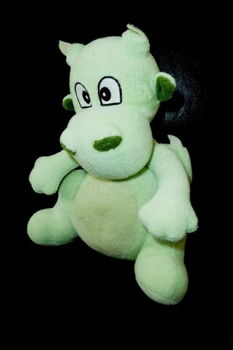 Doudou peluche dragon vert - j1-,