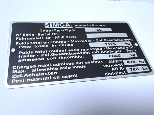 Plaque constructeur simca 100 - plaque,