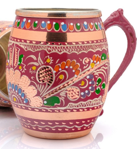 Tasse cuivre lilas gravée - tasse,