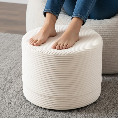 Lita round stuffed pouf - round,