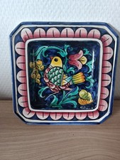Assiette carré Murale signé RICCERI Firenze décor oiseau Vintage XXème