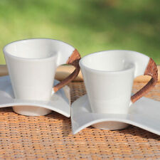 Lot of 2 New Wave Villeroy & Boch White Coffee Cups with Saucers