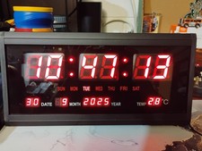 DIGITAL WALL CLOCK Calendar Large Display Temperature Date LED Oversize 