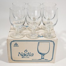 Set of 6 Vintage Durobor Nadia Glasses Belgium 200ml 7oz 968/20 Hexagonal Stem!