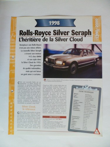 Carte fiche auto rolls - carte, royce