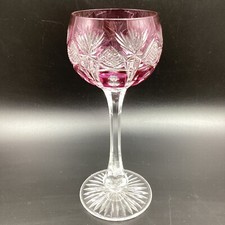 Berncastel Val Saint Lambert Wine Hock Glass Rose Cut to Clear Crystal Discont