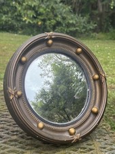 Convex Beef Eye Mirror - Round Ball Frame - 19th Century