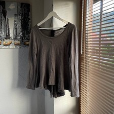 Rundholz Black Label Asymmetric Distressed Khaki Longsleeve Blouse