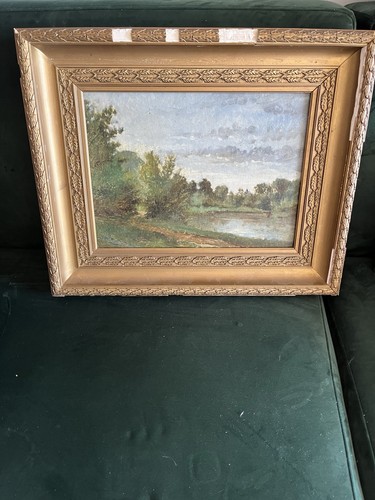 Huile sur toile étang - huile, un