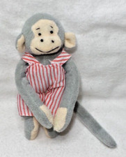 MINI PLUSH MONKEY POPI STRIPED OVERALLS RED & WHITE - BAYARD LEO AND POPI 12cm