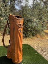 VINTAGE TITLEIST GOLF BAG FAUX LEATHER 3 SLOT CARRY CART MADE USA