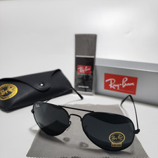 Ray-Ban RB3025 Aviator Pilot Sunglasses Black Frame Gray Glass Lens 58mm