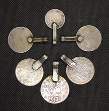 Lot 6 Pendentifs Pièce Argent Ancien Bijou Collier Maroc Parure Ethnique Berbère