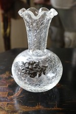 beautiful cracked glass vase & tin 16cm