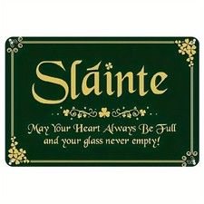 Green Gold Slainte Metal Sign