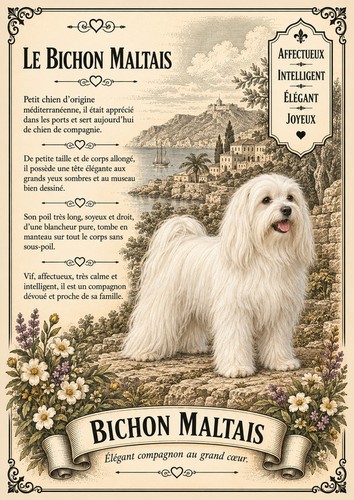 Affiche bichon maltais - affiche, a4