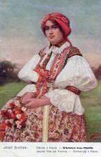Card CZECH REPUBLIC Young Daughter of HANNA Art Penture by Josef Zenisek