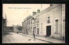 Old postcard Patay, Rue Coquillette and Salle des Fêtes 1908 