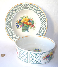 SALADIER + GRAND PLAT CREUX EN PORCELAINE DE VILLEROY ET BOCH MODÈLE BASKET