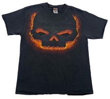 Harley Davidson Skull Jack O’Lantern Fire Black Alamo City Texas Men’s Large