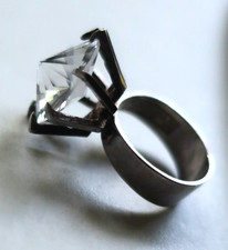 Erik Granit Finland MCM Modernist Sterling Silver Fancy Rock Crystal Sz 5   1968