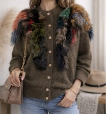 Cardigan laine kaki col