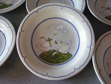 Lot de 6 assiettes creuses céramique anglaise EIT england à décor d'oie