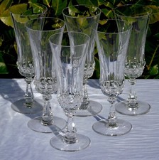 Val Saint Lambert Set of 6 Champagne Flutes Crystal Cut Senlis Model