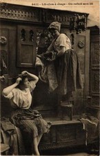 Old postcard bed enclosed upstairs On remfait son bed FOLKLORE (731802)