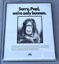 Vintage NBC Silver Spoons Popi Orangutan Apology Poster Advertisement Television