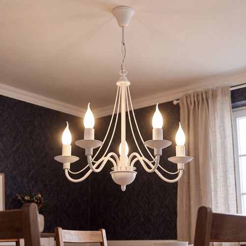Lustre blanc métal branches - 5,