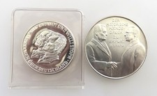 2 x Silver Commemorative Medals - Summit Willy Brandt & Willi Stoph Erfurt 1970
