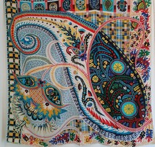 Hermes Shawl 140 Scarf Stole Paisley Blossom Cashmere & Silk Carre Multicolor