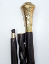 Canne de collection en bois fait main fonctionne bâton de marche haut bouton ...