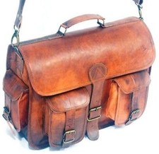 Sac en cuir véritable Messenger Man Business Laptop Mallette Sacoche NEUF JMB