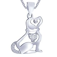 Joli Chiot Animal Beagle Chien Collier Zircone 925 Argent Sterling Noël